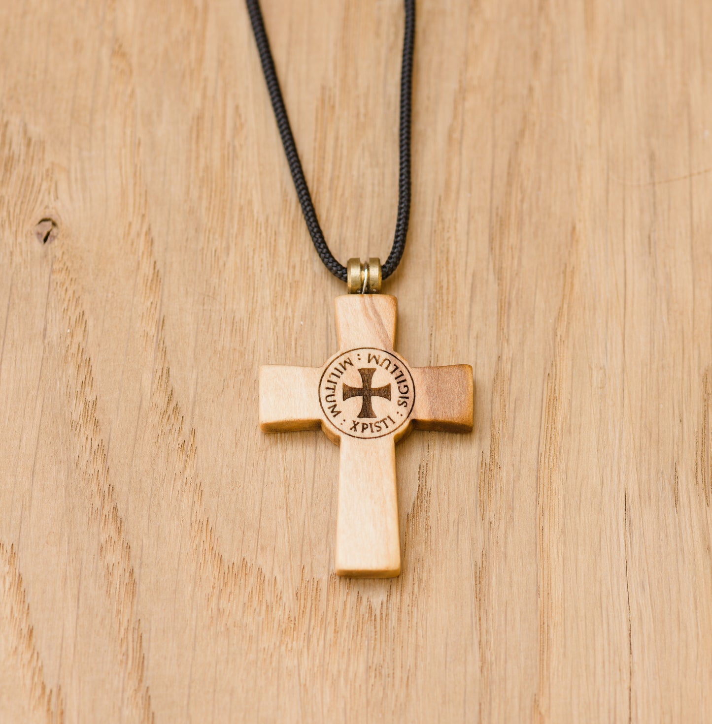Ciondolo Croce Templare - Legno di Ulivo