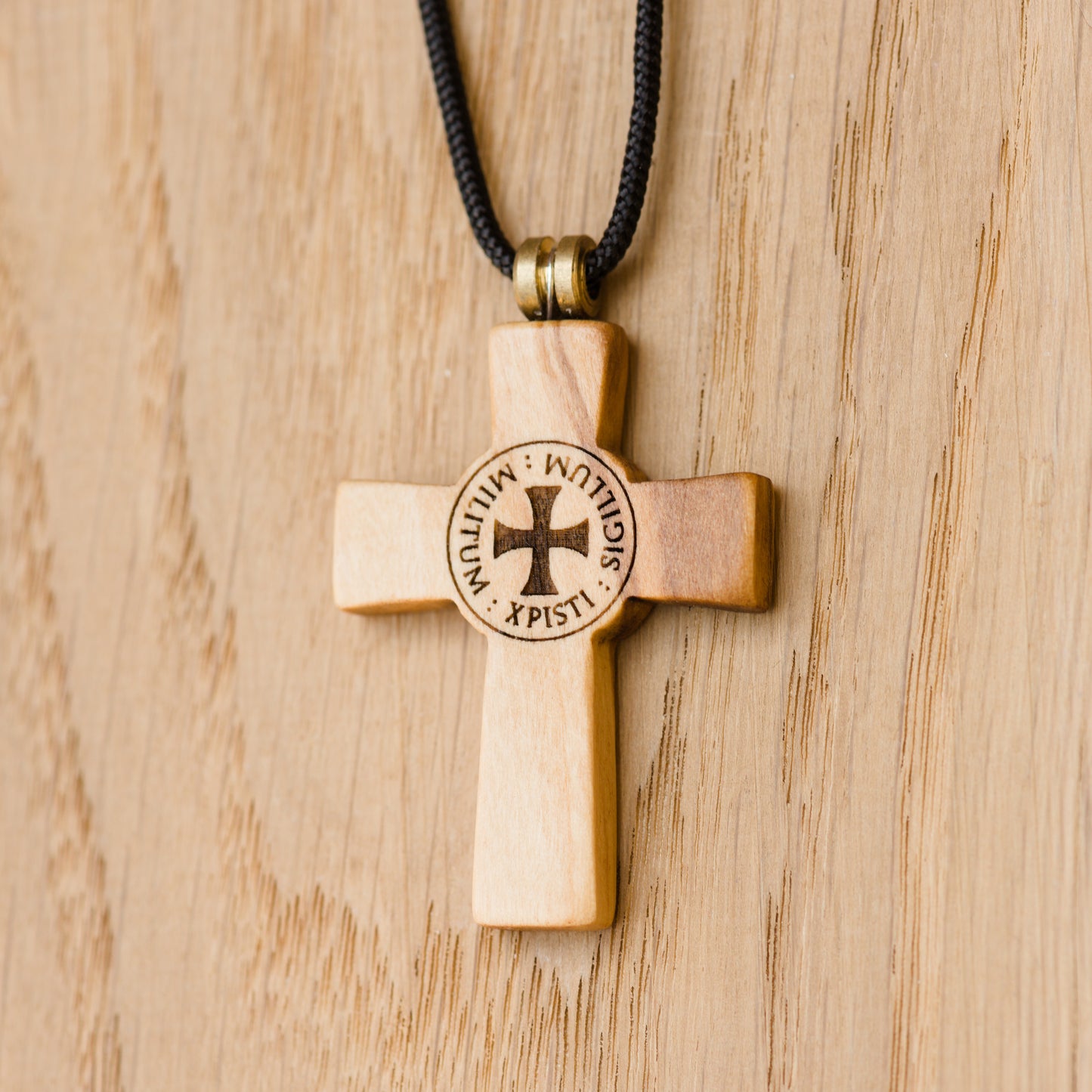 Ciondolo Croce Templare - Legno di Ulivo