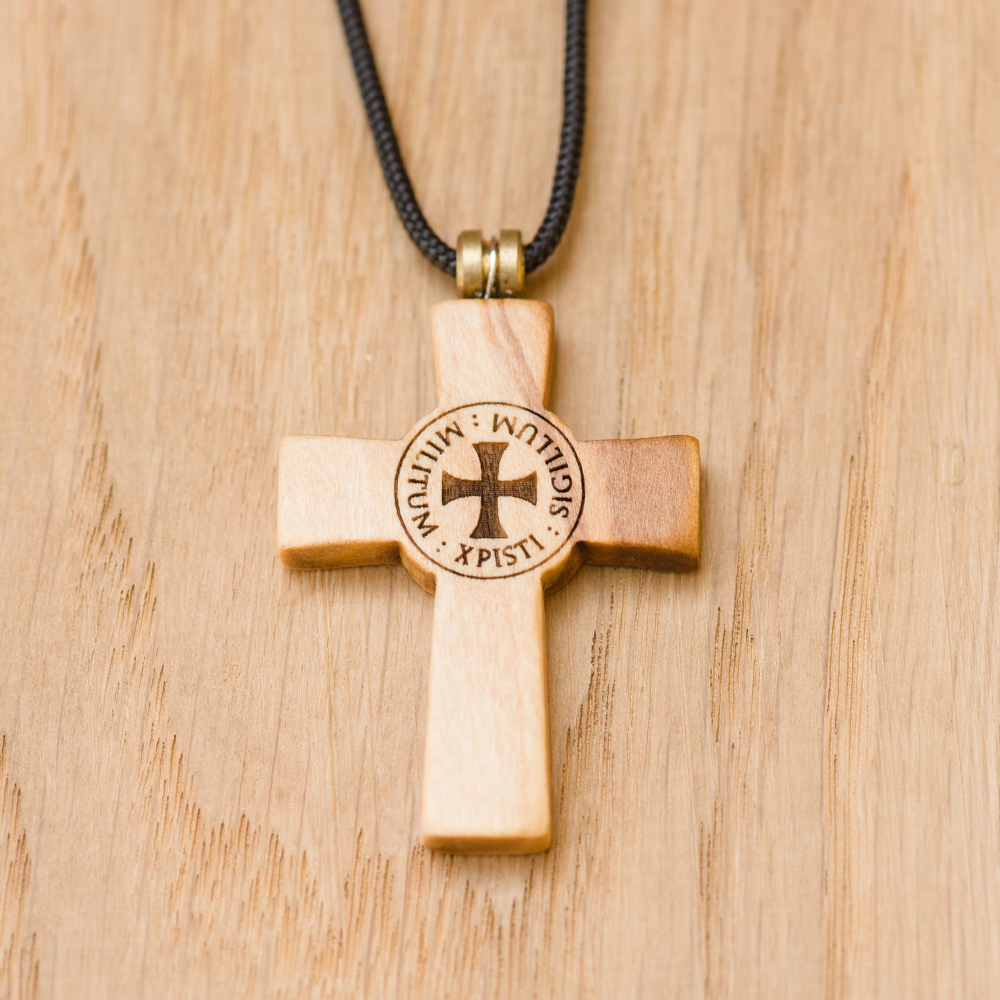 Ciondolo Croce Templare - Legno di Ulivo