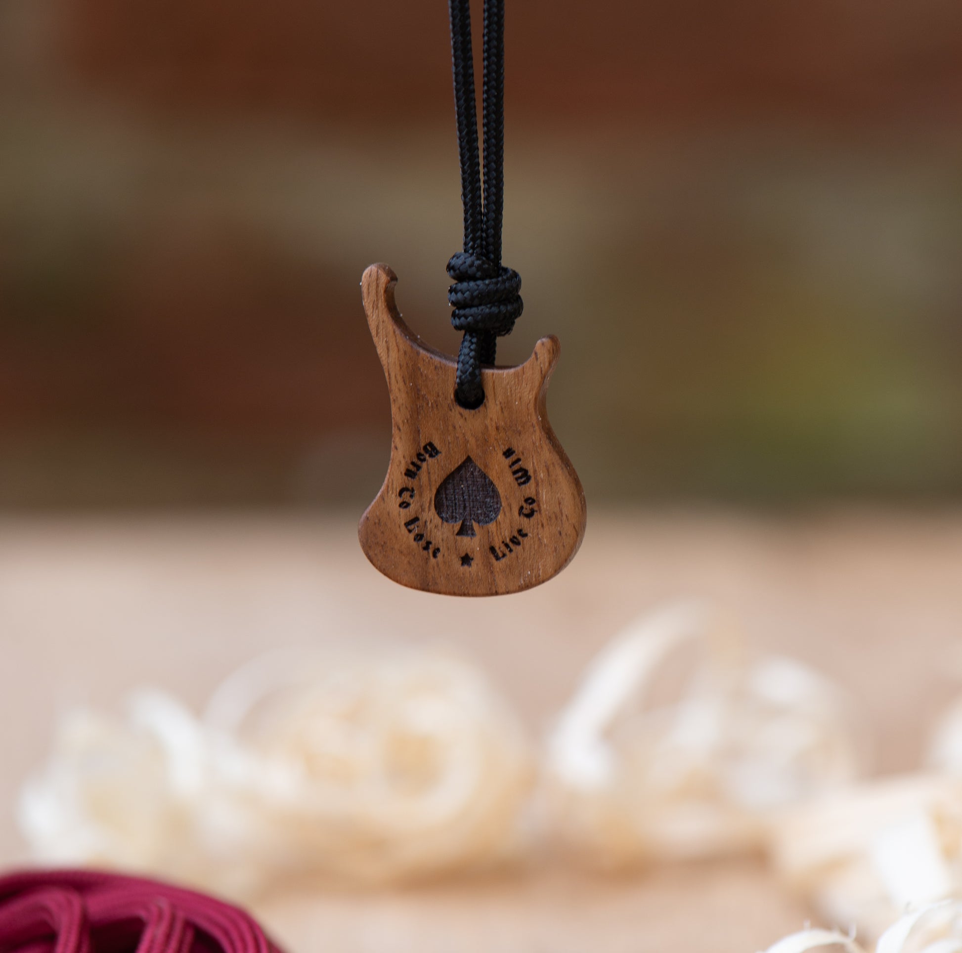 Lemmy tribute Rickenbacker bass pendant in walnut wood with engraving Born to Lose Live to Win