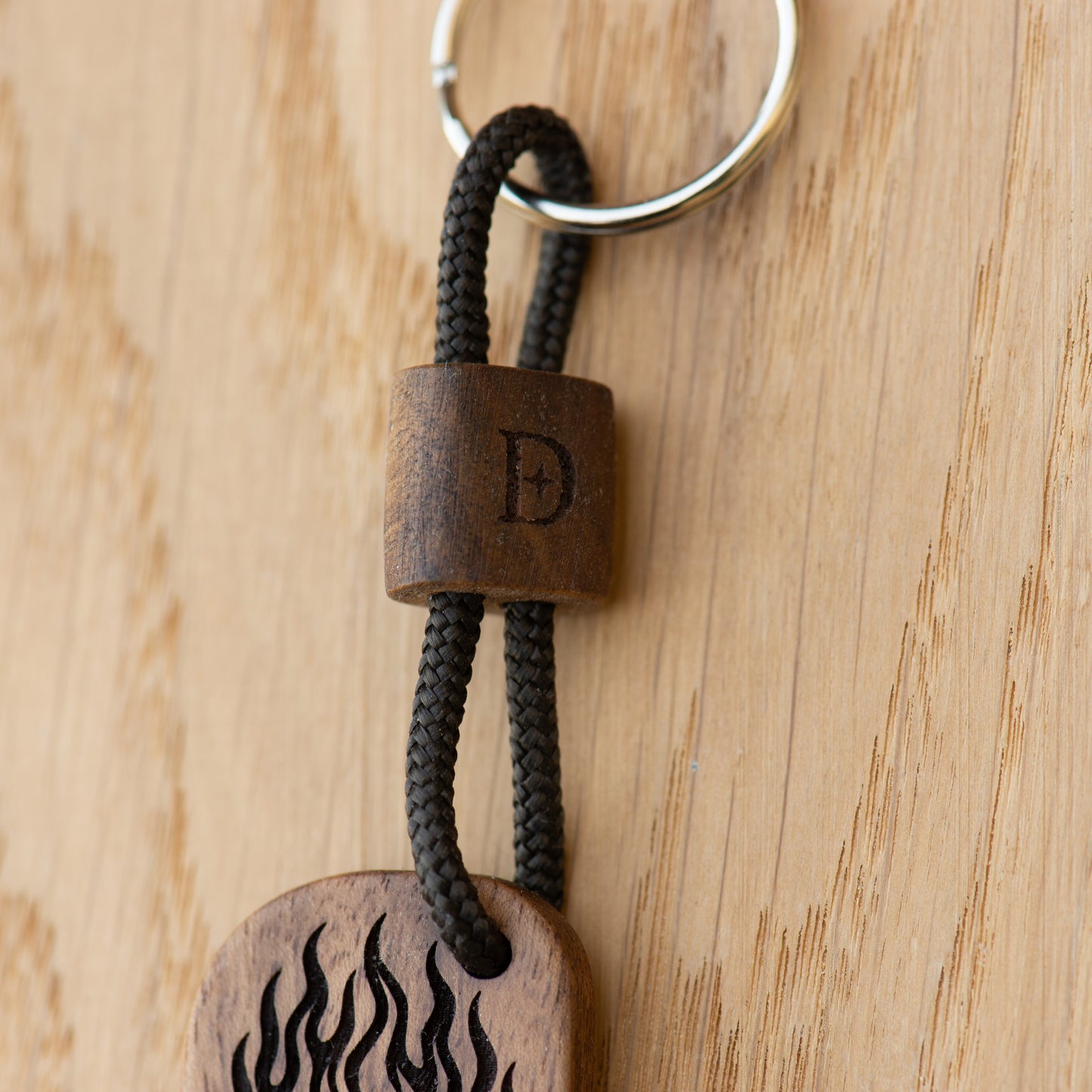 Skull Rider Keychain - Walnut Wood