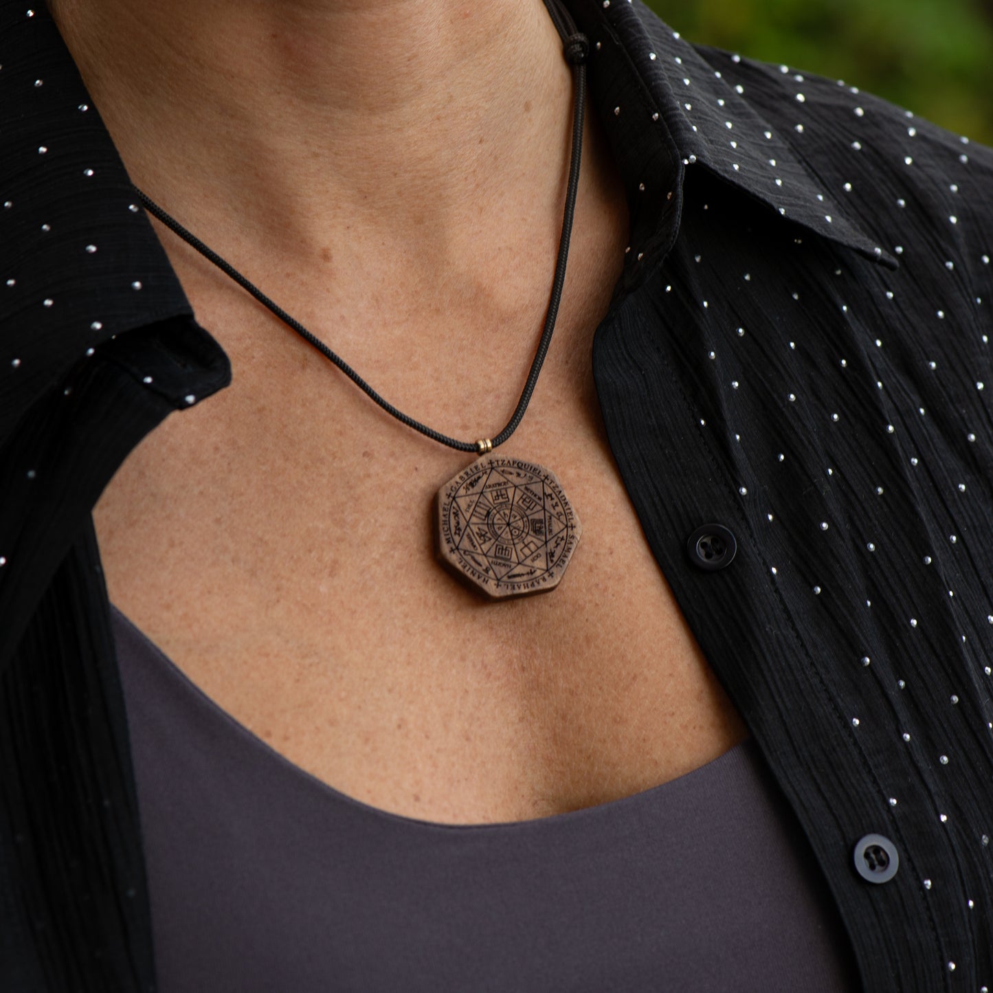 Seven Archangels Seal Pendant - Walnut Wood