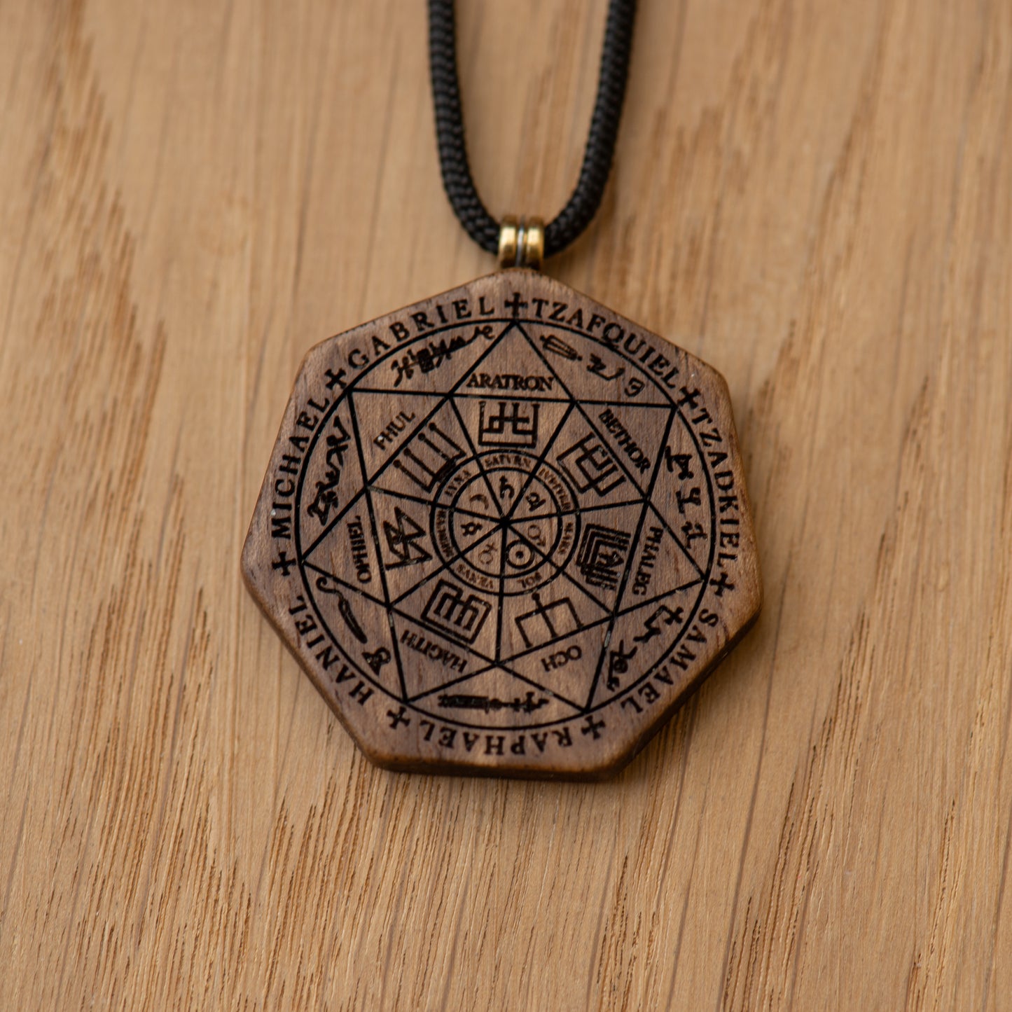 Seven Archangels Seal Pendant - Walnut Wood