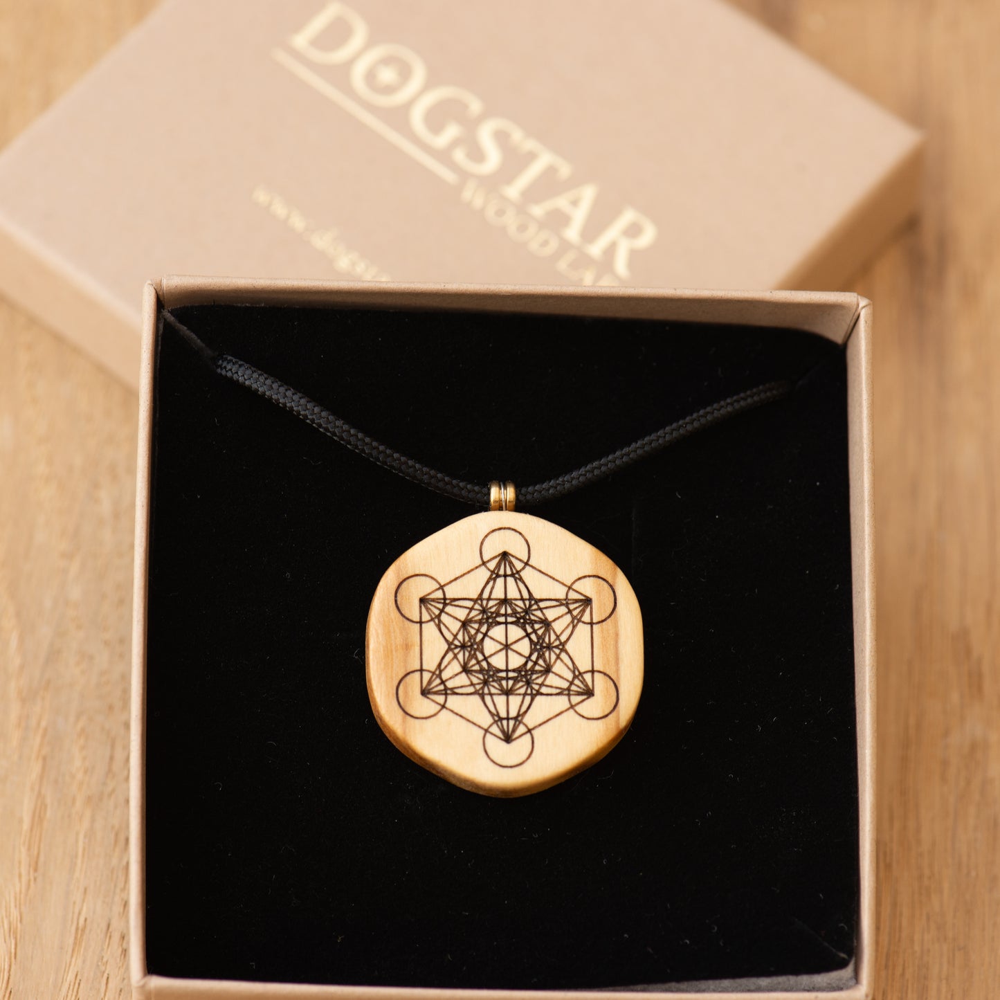 Ciondolo Cubo di Metatron - Geometria Sacra in Ulivo
