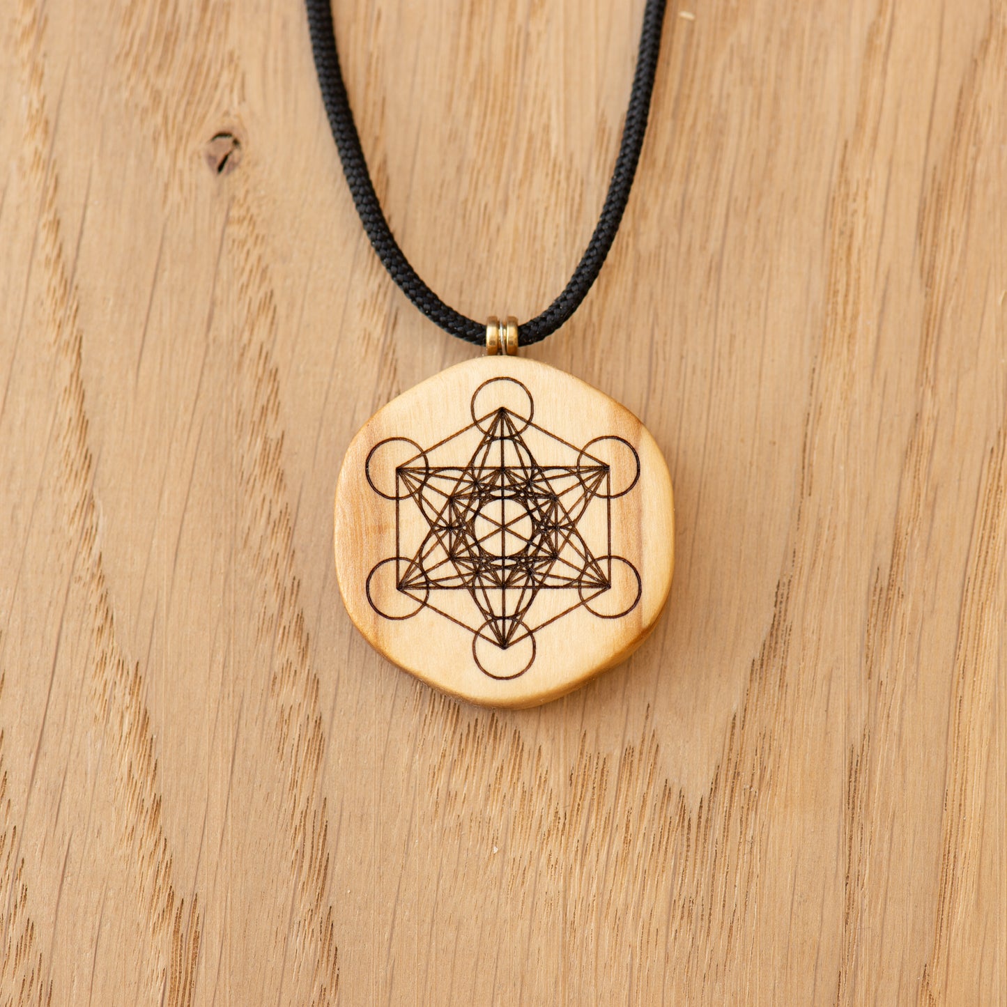 Ciondolo Cubo di Metatron - Geometria Sacra in Ulivo