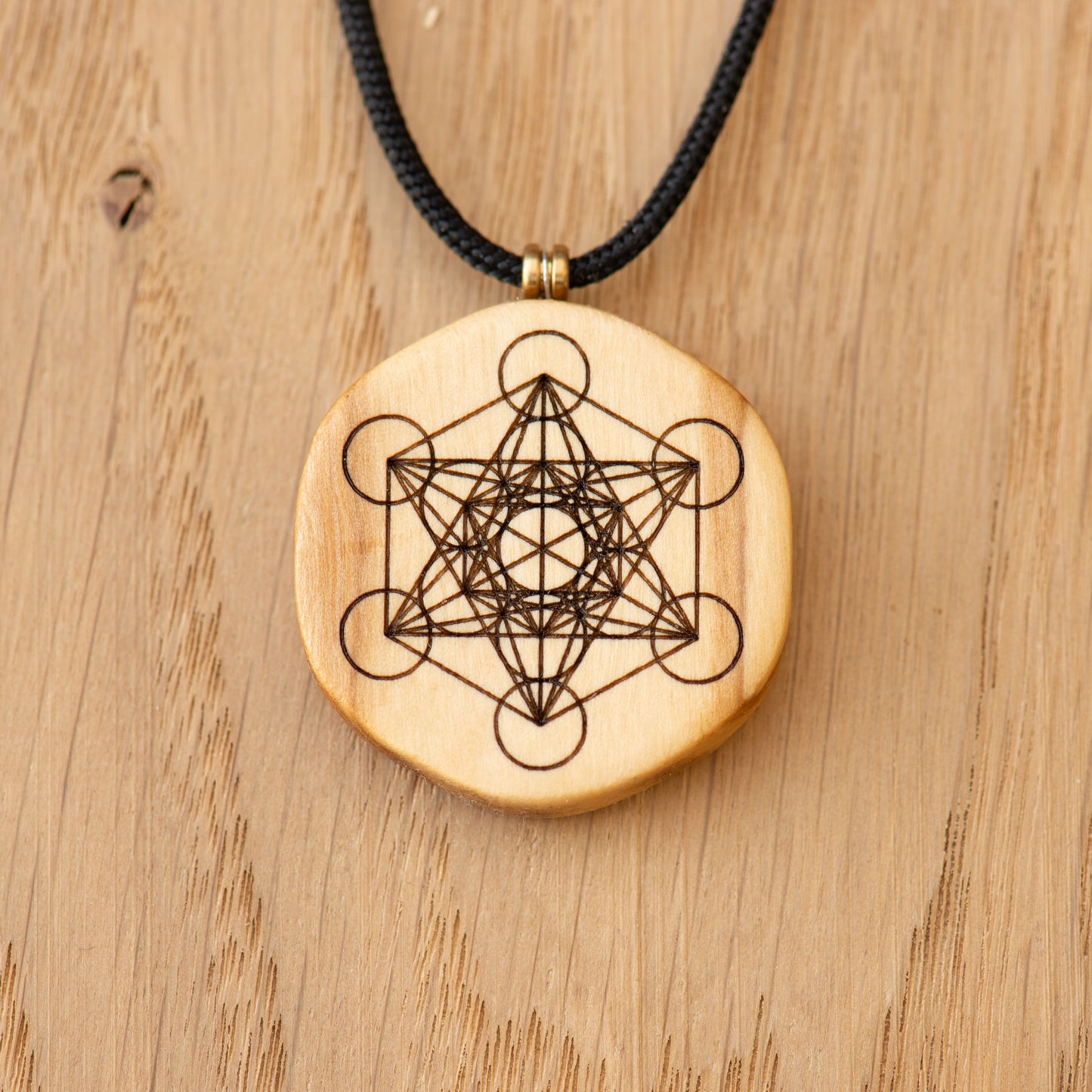 Ciondolo Cubo di Metatron - Geometria Sacra in Ulivo