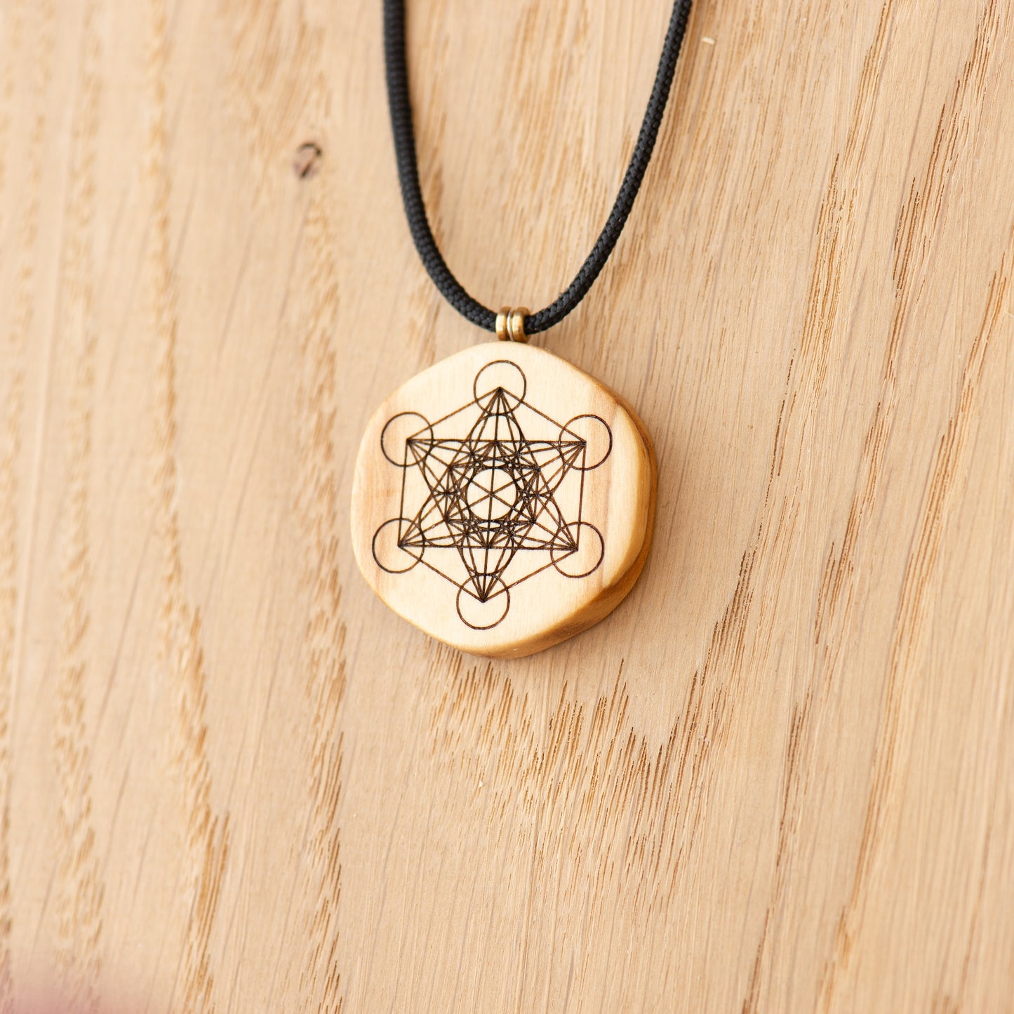 Ciondolo Cubo di Metatron - Geometria Sacra in Ulivo